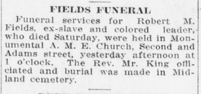 Funeral for Robert Fields.